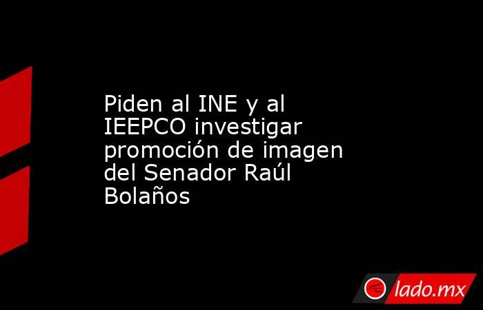 Piden al INE y al IEEPCO investigar promoción de imagen del Senador Raúl Bolaños. Noticias en tiempo real