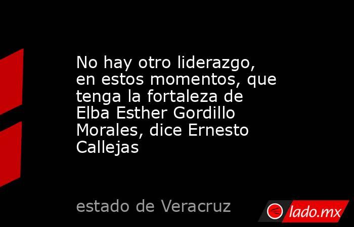 No hay otro liderazgo, en estos momentos, que tenga la fortaleza de Elba Esther Gordillo Morales, dice Ernesto Callejas. Noticias en tiempo real