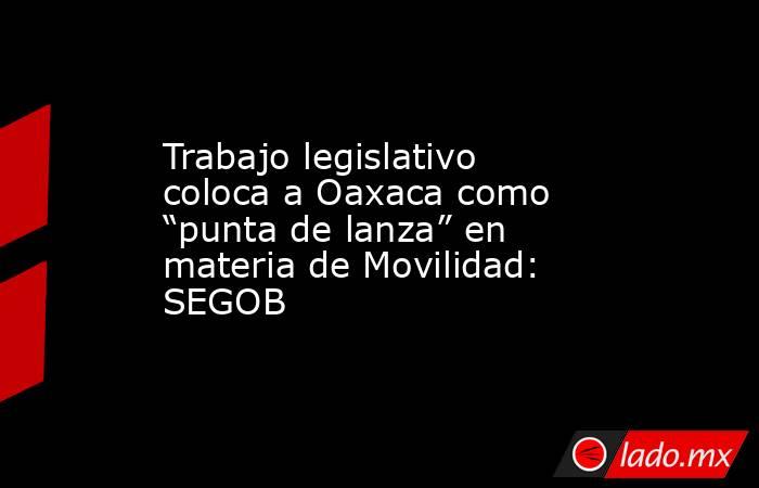 Trabajo legislativo coloca a Oaxaca como “punta de lanza” en materia de Movilidad: SEGOB. Noticias en tiempo real