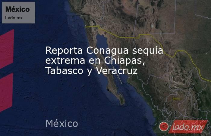 Reporta Conagua sequía extrema en Chiapas, Tabasco y Veracruz. Noticias en tiempo real