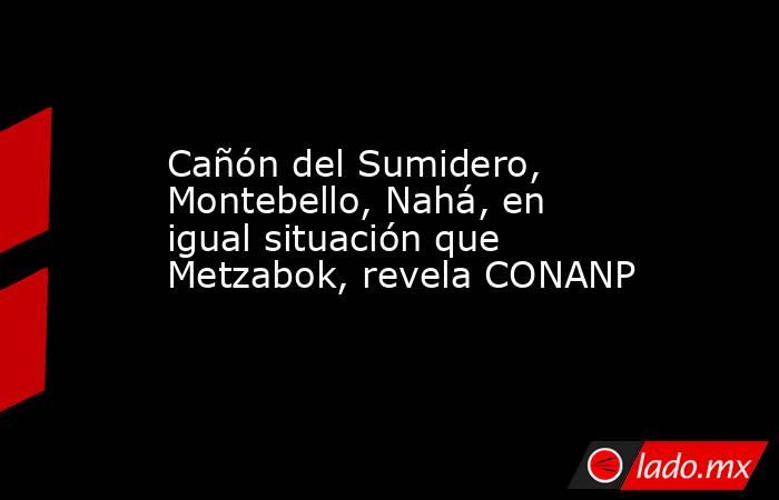 Cañón del Sumidero, Montebello, Nahá, en igual situación que Metzabok, revela CONANP. Noticias en tiempo real