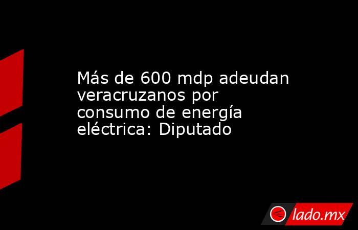 Más de 600 mdp adeudan veracruzanos por consumo de energía eléctrica: Diputado. Noticias en tiempo real