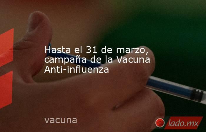 Hasta el 31 de marzo, campaña de la Vacuna Anti-influenza. Noticias en tiempo real