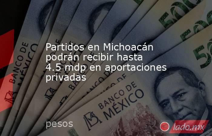 Partidos en Michoacán podrán recibir hasta 4.5 mdp en aportaciones privadas. Noticias en tiempo real