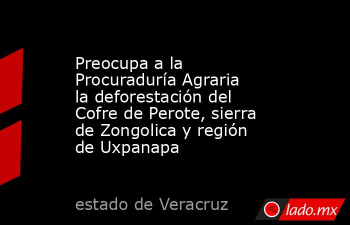 Preocupa a la Procuraduría Agraria la deforestación del Cofre de Perote, sierra de Zongolica y región de Uxpanapa. Noticias en tiempo real