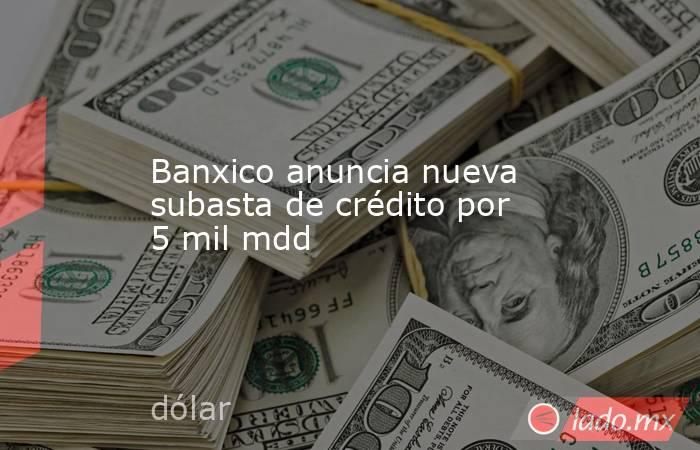 Banxico anuncia nueva subasta de crédito por 5 mil mdd. Noticias en tiempo real