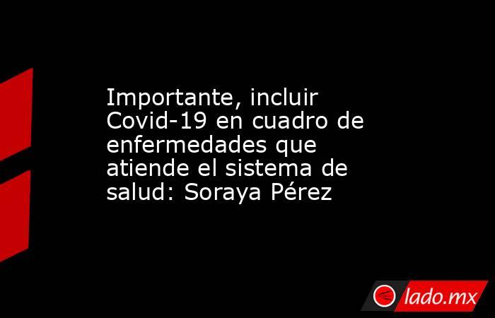 Importante, incluir Covid-19 en cuadro de enfermedades que atiende el sistema de salud: Soraya Pérez. Noticias en tiempo real