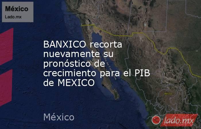 BANXICO recorta nuevamente su pronóstico de crecimiento para el PIB de MEXICO. Noticias en tiempo real