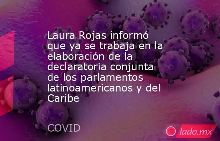 Laura Rojas informó que ya se trabaja en la elaboración de la declaratoria conjunta de los parlamentos latinoamericanos y del Caribe. Noticias en tiempo real