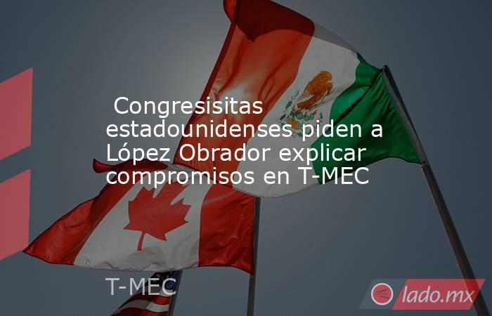 Congresisitas estadounidenses piden a López Obrador explicar compromisos en T-MEC. Noticias en tiempo real