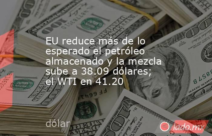 EU reduce más de lo esperado el petróleo almacenado y la mezcla sube a 38.09 dólares; el WTI en 41.20. Noticias en tiempo real