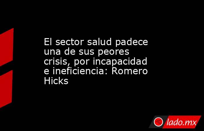 El sector salud padece una de sus peores crisis, por incapacidad e ineficiencia: Romero Hicks. Noticias en tiempo real