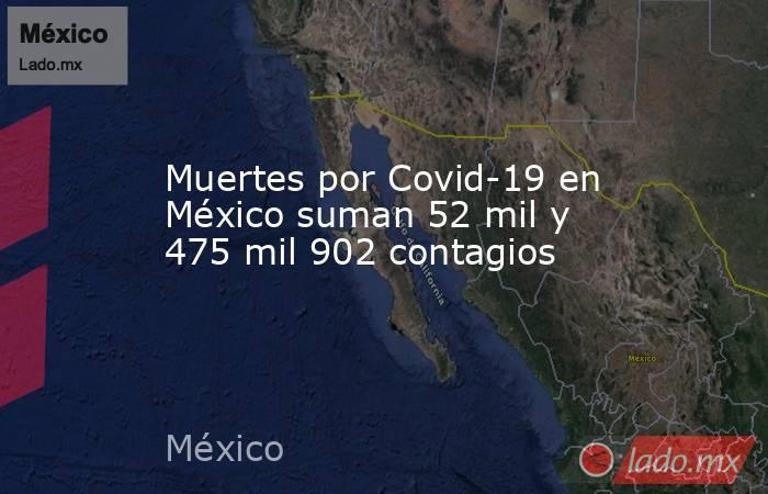 Muertes por Covid-19 en México suman 52 mil y 475 mil 902 contagios. Noticias en tiempo real