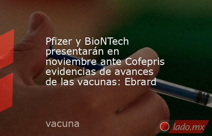 Pfizer y BioNTech presentarán en noviembre ante Cofepris evidencias de avances de las vacunas: Ebrard. Noticias en tiempo real
