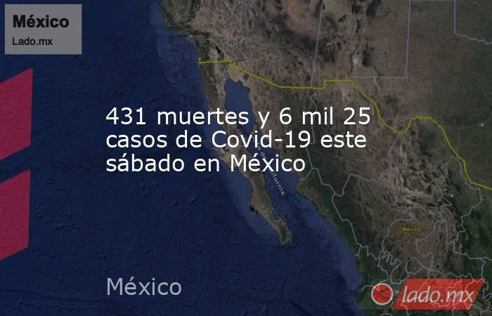431 muertes y 6 mil 25 casos de Covid-19 este sábado en México. Noticias en tiempo real