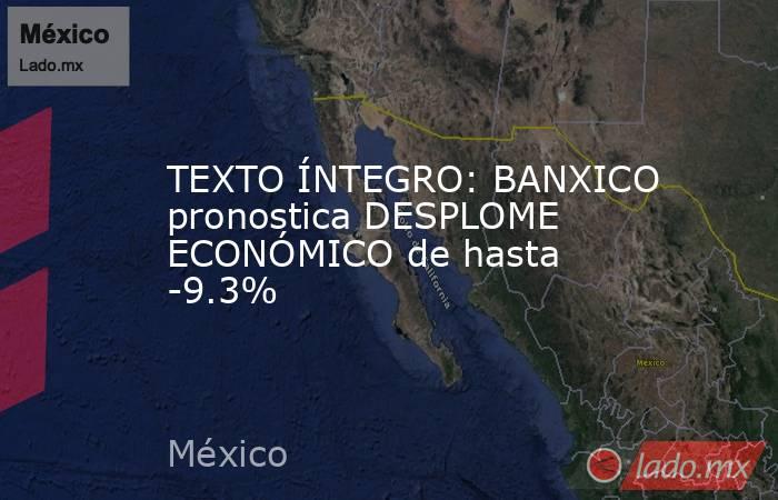 TEXTO ÍNTEGRO: BANXICO pronostica DESPLOME ECONÓMICO de hasta -9.3%. Noticias en tiempo real