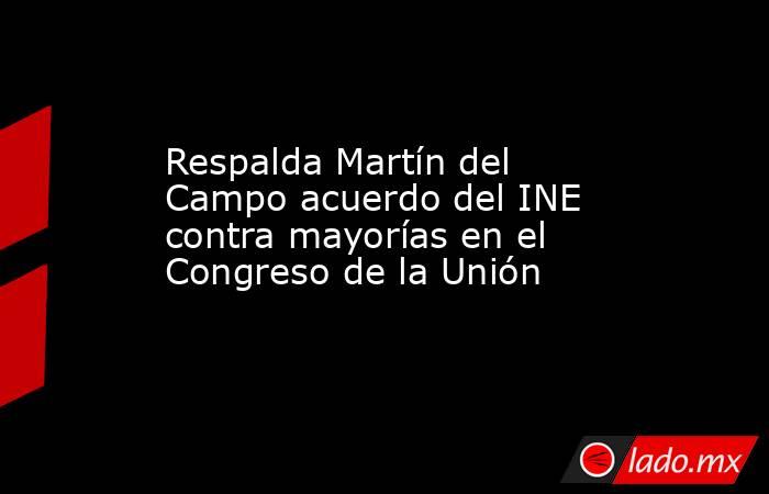 Respalda Martín del Campo acuerdo del INE contra mayorías en el Congreso de la Unión. Noticias en tiempo real
