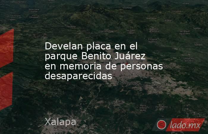 Develan placa en el parque Benito Juárez en memoria de personas desaparecidas. Noticias en tiempo real