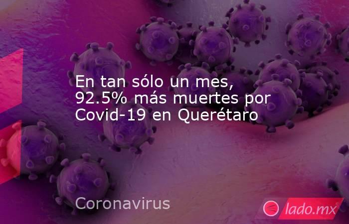 En tan sólo un mes, 92.5% más muertes por Covid-19 en Querétaro. Noticias en tiempo real