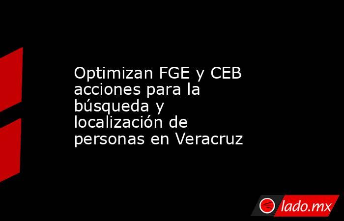 Optimizan FGE y CEB acciones para la búsqueda y localización de personas en Veracruz. Noticias en tiempo real