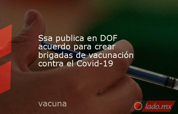 Ssa publica en DOF acuerdo para crear brigadas de vacunación contra el Covid-19 . Noticias en tiempo real