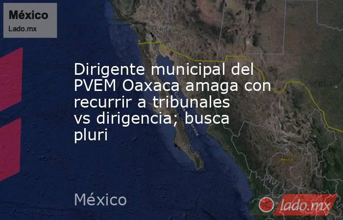 Dirigente municipal del PVEM Oaxaca amaga con recurrir a tribunales vs dirigencia; busca pluri . Noticias en tiempo real