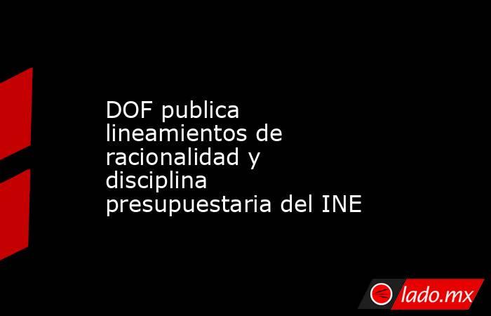 DOF publica lineamientos de racionalidad y disciplina presupuestaria del INE. Noticias en tiempo real