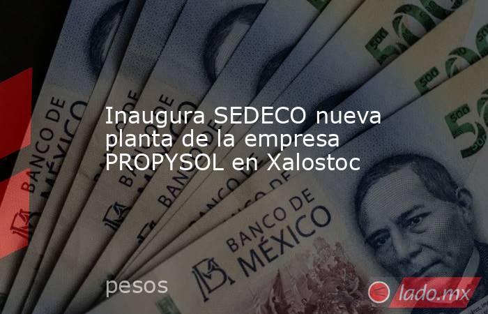 Inaugura SEDECO nueva planta de la empresa PROPYSOL en Xalostoc. Noticias en tiempo real