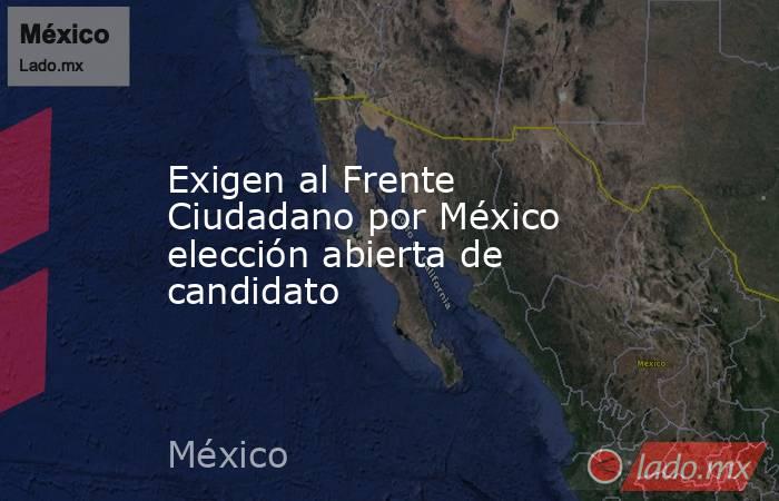 Exigen al Frente Ciudadano por México elección abierta de candidato. Noticias en tiempo real