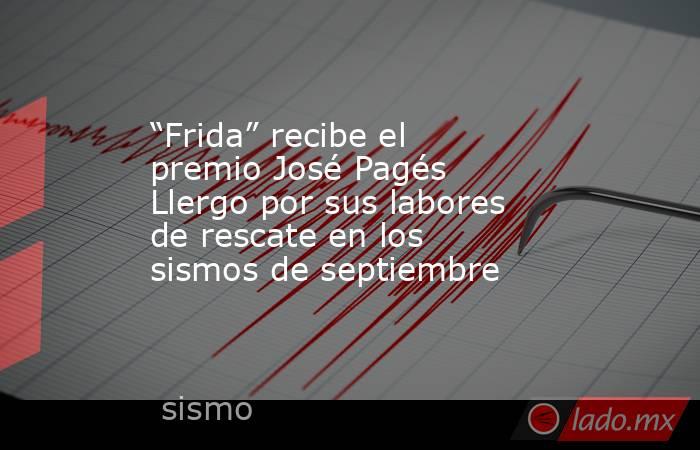 “Frida” recibe el premio José Pagés Llergo por sus labores de rescate en los sismos de septiembre. Noticias en tiempo real