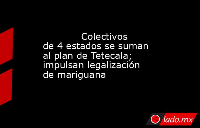             Colectivos de 4 estados se suman al plan de Tetecala; impulsan legalización de mariguana            . Noticias en tiempo real
