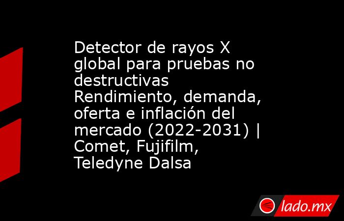 Detector de rayos X global para pruebas no destructivas Rendimiento, demanda, oferta e inflación del mercado (2022-2031) | Comet, Fujifilm, Teledyne Dalsa. Noticias en tiempo real