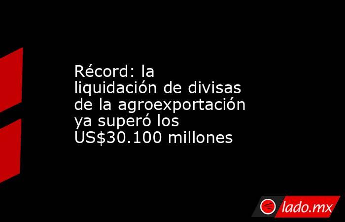 Récord: la liquidación de divisas de la agroexportación ya superó los US$30.100 millones. Noticias en tiempo real