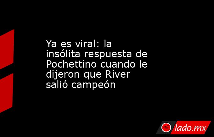 Ya es viral: la insólita respuesta de Pochettino cuando le dijeron que River salió campeón. Noticias en tiempo real