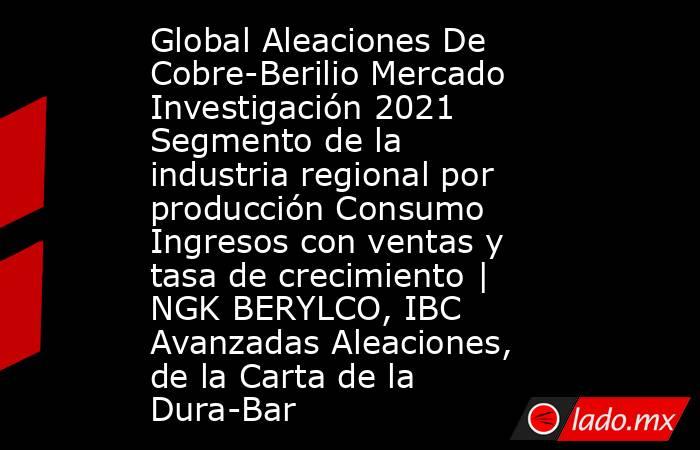 Global Aleaciones De Cobre-Berilio Mercado Investigación 2021 Segmento de la industria regional por producción Consumo Ingresos con ventas y tasa de crecimiento | NGK BERYLCO, IBC Avanzadas Aleaciones, de la Carta de la Dura-Bar. Noticias en tiempo real