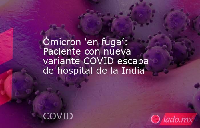 Ómicron ‘en fuga’: Paciente con nueva variante COVID escapa de hospital de la India. Noticias en tiempo real