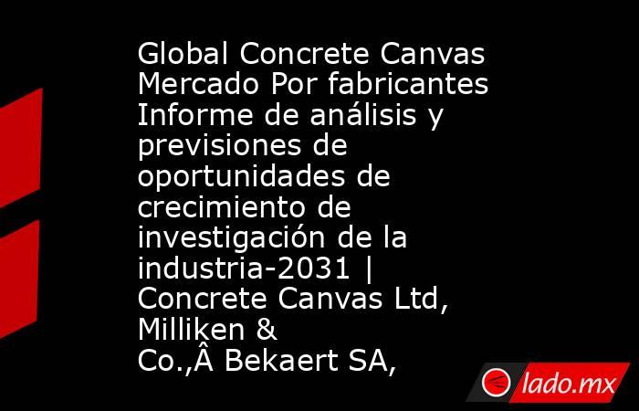 Global Concrete Canvas Mercado Por fabricantes Informe de análisis y previsiones de oportunidades de crecimiento de investigación de la industria-2031 | Concrete Canvas Ltd, Milliken & Co.,Â Bekaert SA,. Noticias en tiempo real
