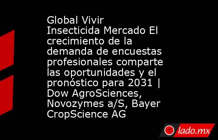 Global Vivir Insecticida Mercado El crecimiento de la demanda de encuestas profesionales comparte las oportunidades y el pronóstico para 2031 | Dow AgroSciences, Novozymes a/S, Bayer CropScience AG. Noticias en tiempo real