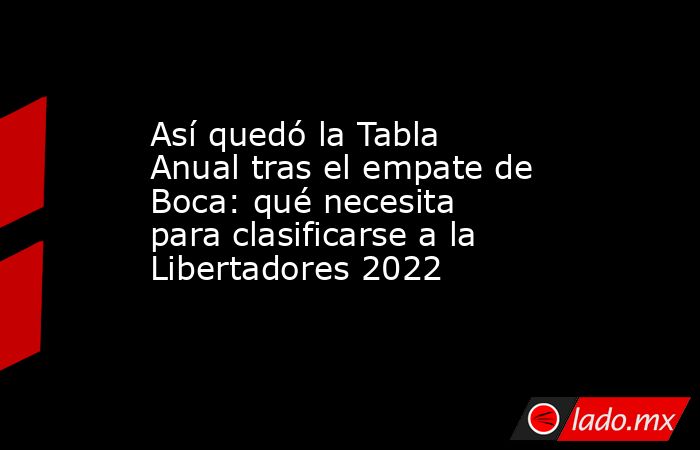 Así quedó la Tabla Anual tras el empate de Boca: qué necesita para clasificarse a la Libertadores 2022. Noticias en tiempo real