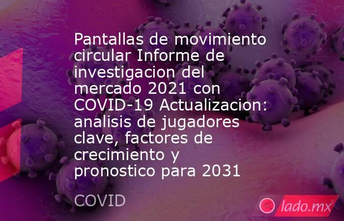 Pantallas de movimiento circular Informe de investigacion del mercado 2021 con COVID-19 Actualizacion: analisis de jugadores clave, factores de crecimiento y pronostico para 2031. Noticias en tiempo real