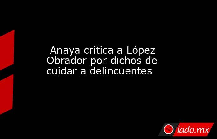  Anaya critica a López Obrador por dichos de cuidar a delincuentes. Noticias en tiempo real